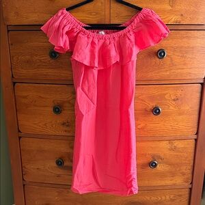 Tommy Bahama Vibrant Pink Off-Shoulder Mini Dress